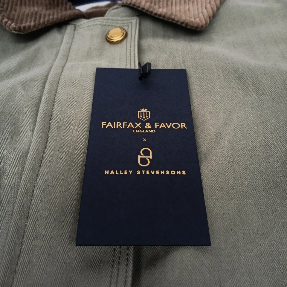 FAIRFAX & FAVOR THE OLIVIA WAX JACKET – PISTACHIO, UK 8