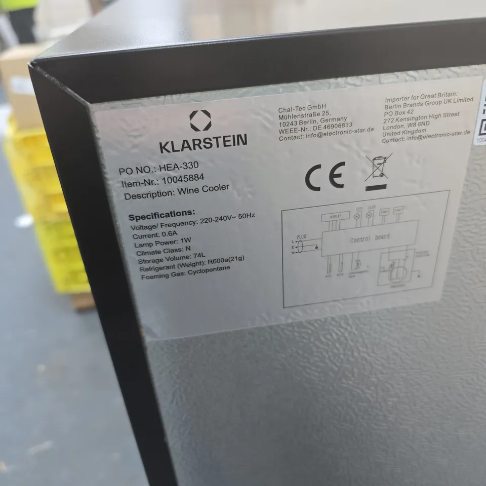 KLARSTEIN WINE COOLER HEA-330 – 74L, BLACK FREE-STANDING CABINET