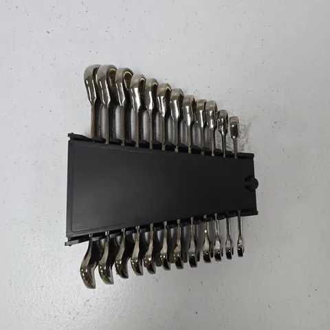 SET OF COMBINATION SPANNERS (BOX-END & OPEN-END) ON PLASTIC RAIL