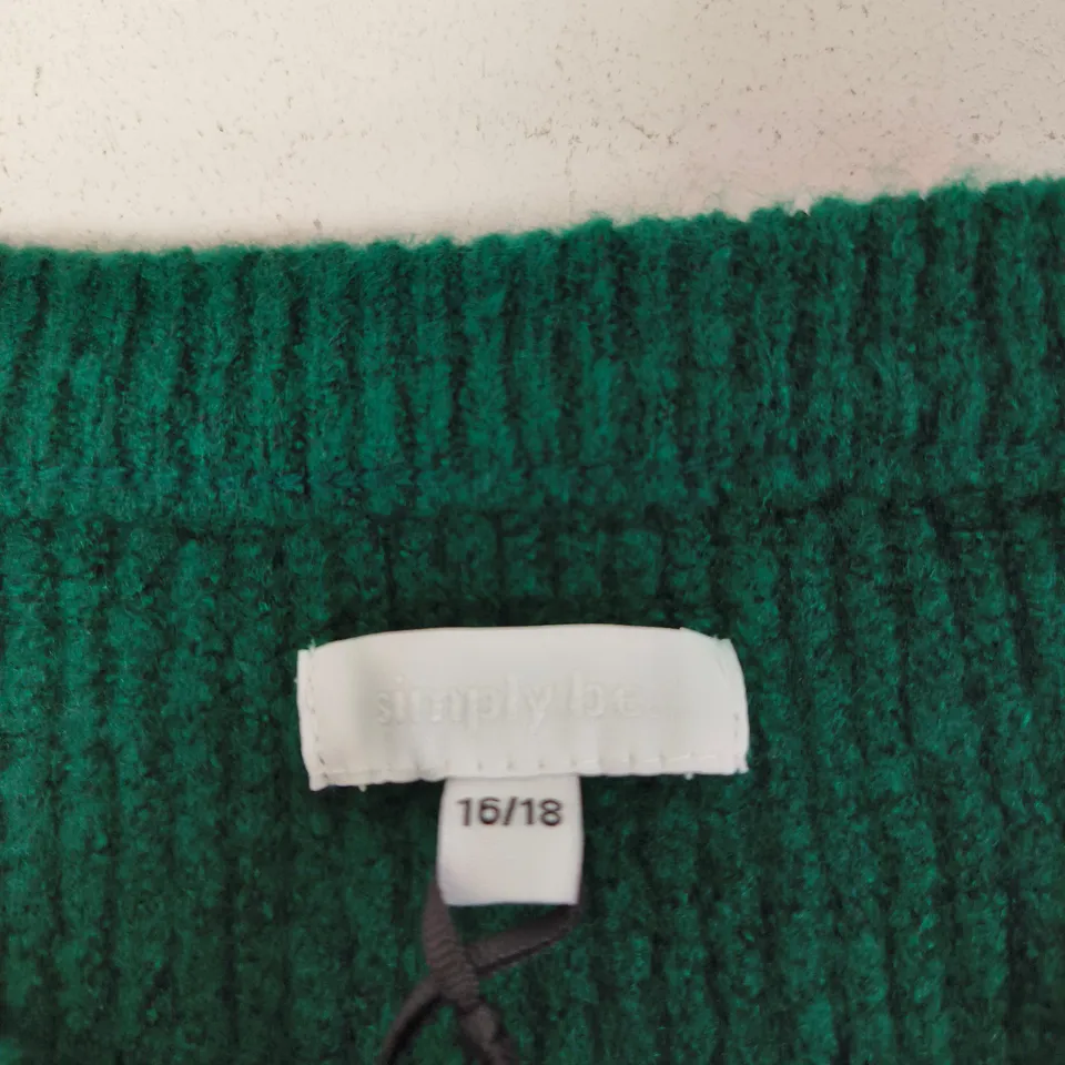 SIMPLY BE WOMEN'S GREEN KNIT CARDIGAN – UK 16/18