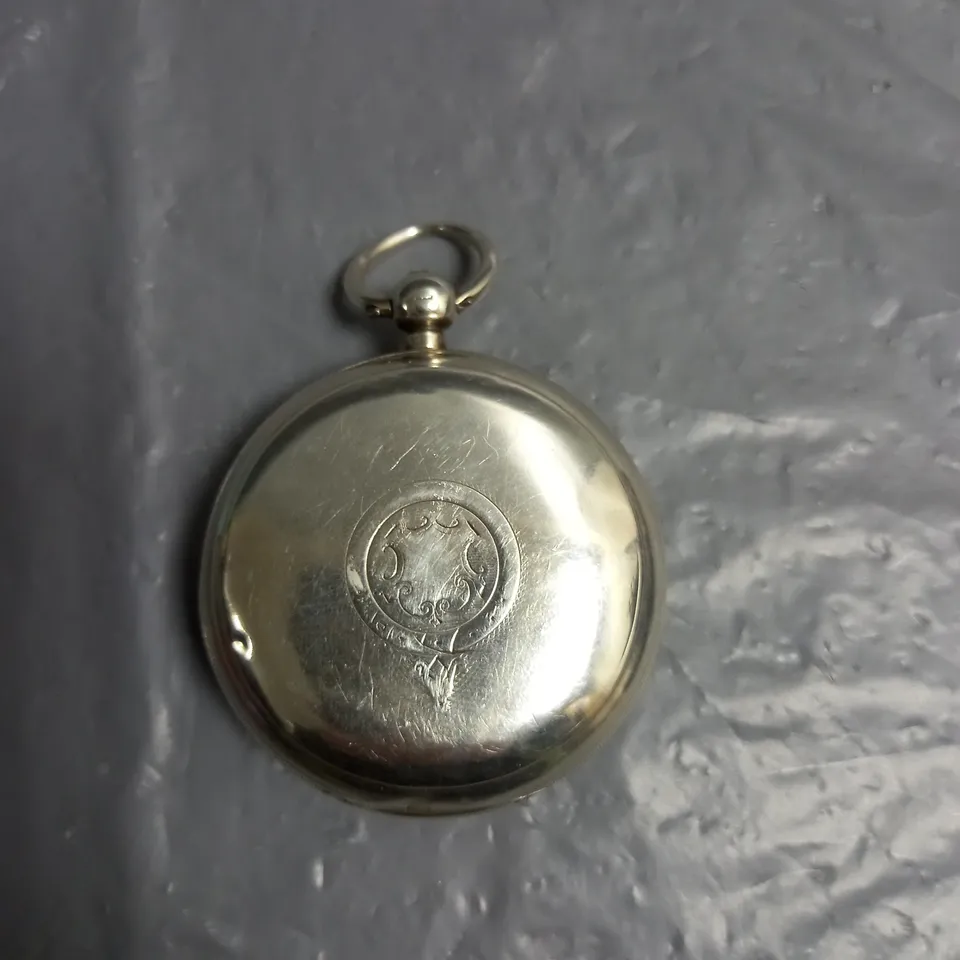 ANTIQUE LOOK STERLING SILVER POCKET WATCH - CHAIN NOT INCLUDED