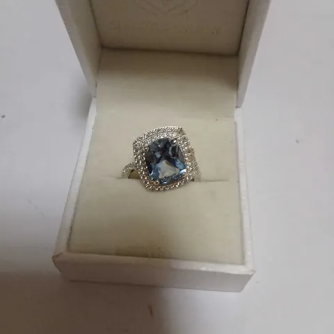 DIAMONIQUE 5.6CT TW HALO COCKTAIL RING STERLING SILVER 