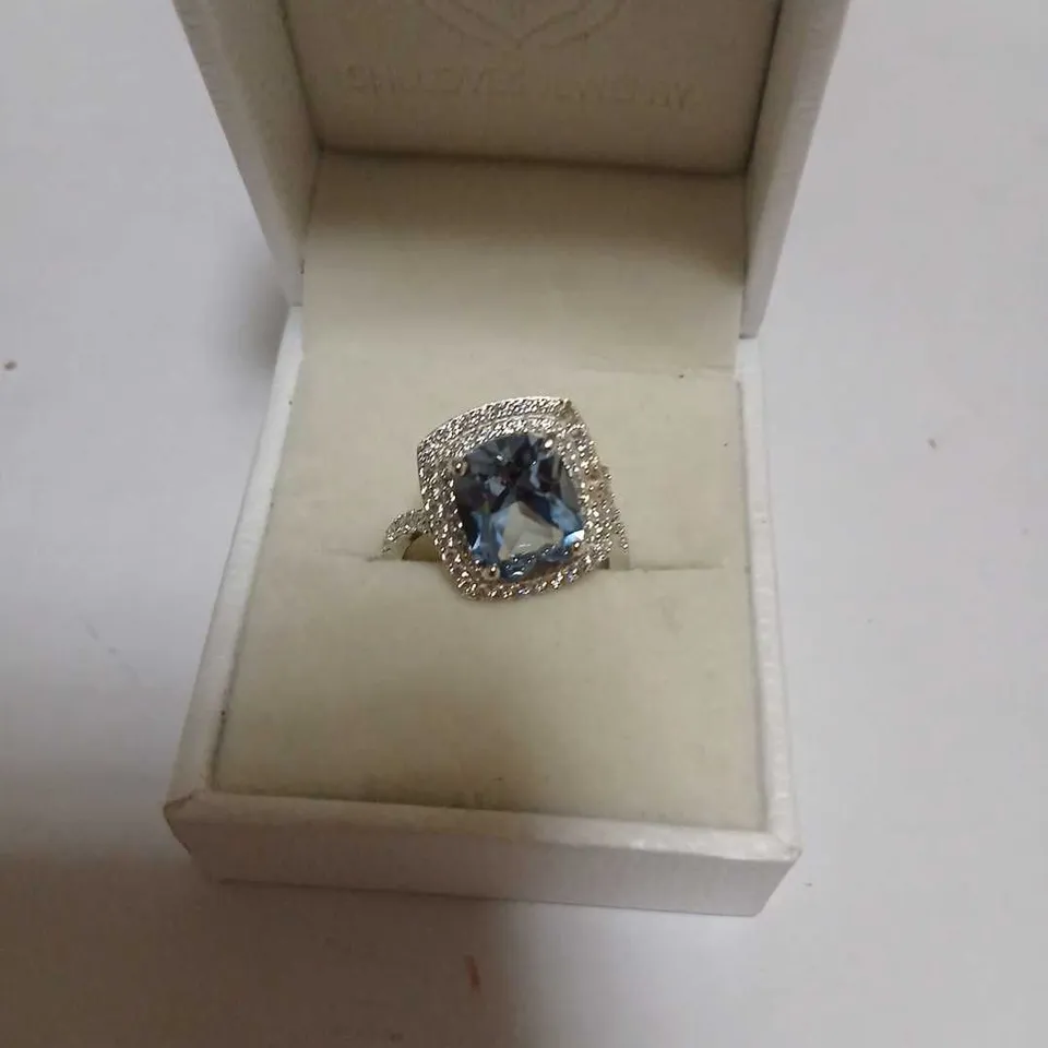 DIAMONIQUE 5.6CT TW HALO COCKTAIL RING STERLING SILVER 