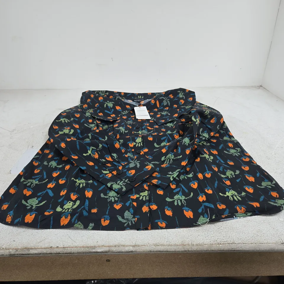 WHISTLES TULIPS PRINT COLLAR TOP UK 12 TAGGED