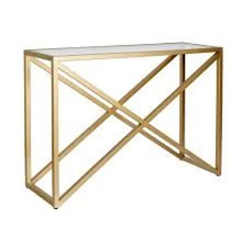 BOXED CALIX GLASS TOP CONSOLE TABLE (1 BOX)