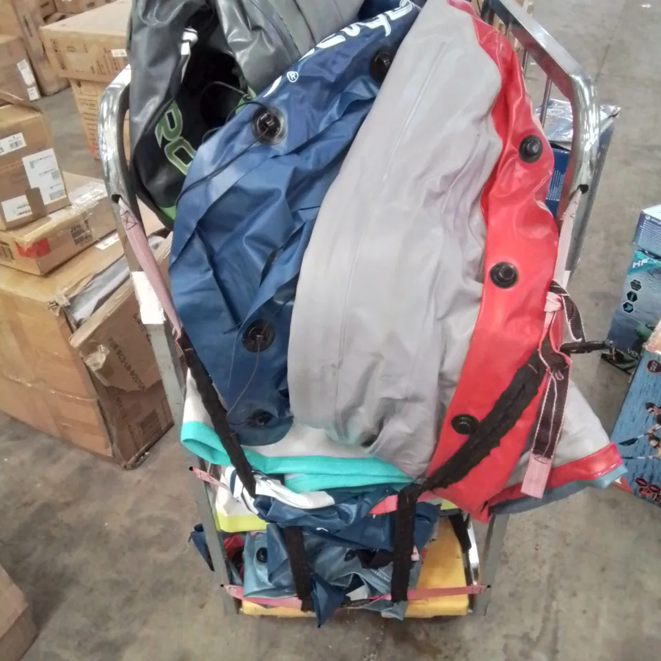 CAGE OF UNTESTED ASSORTED INFLATABLE KAYAKS