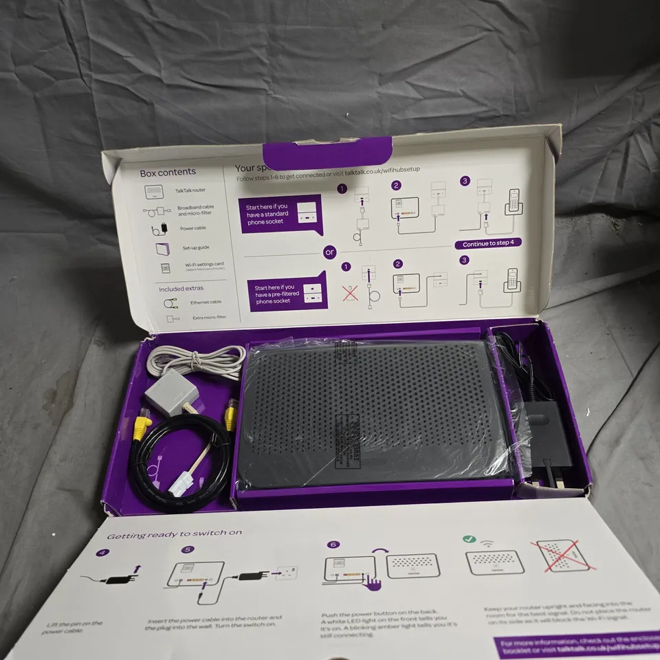 TALKTALK ROUTER – YOUR TALKTALK ROUTER, BOXED WITH POWER SUPPLY & ETHERNET CABLE