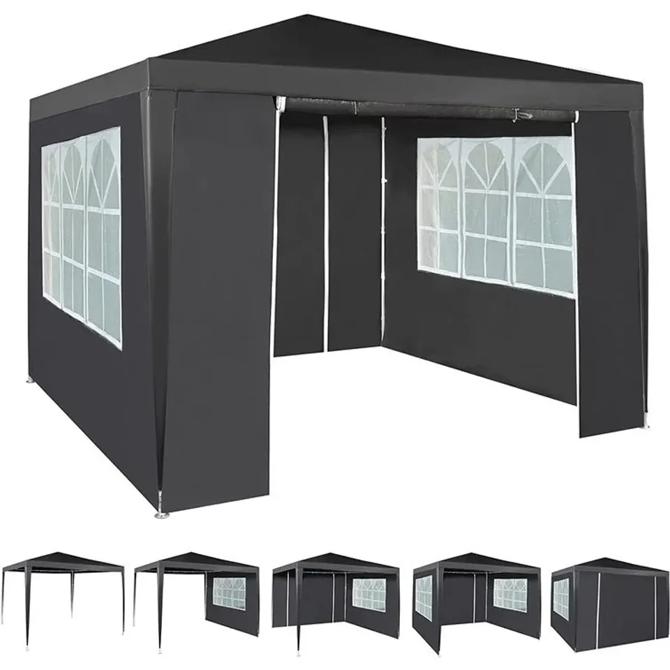 BOXED MIFFLINTOWN 3M X 3M STEEL PARTY TENT, GREY (1 BOX)