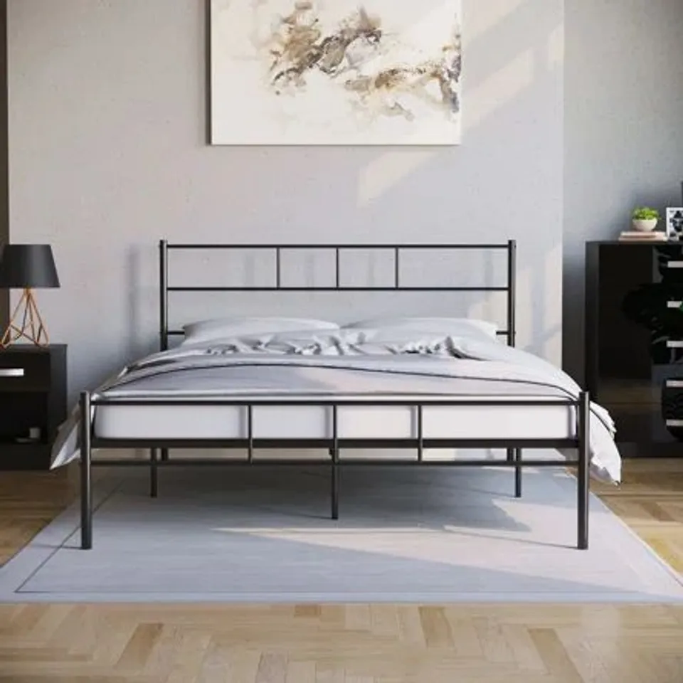 BOXED DORSET DOUBLE BED FRAME IN BLACK (1 BOX)