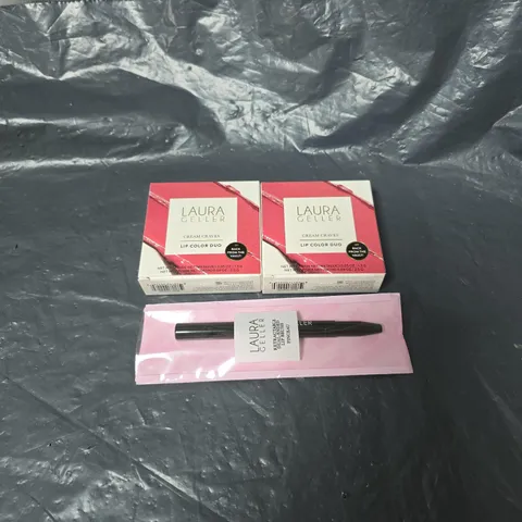 APPROXIMATELY 12 X ASSORTED LAURA GELLER PRODUCTS TO INCLUDE CREAM CRAVES LIP COLOR DUO ETC BOXED