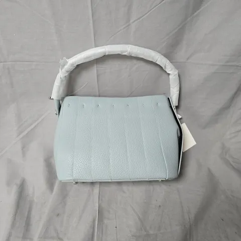 LIGHT BLUE PEBBLED HANDBAG WITH TOP HANDLE
