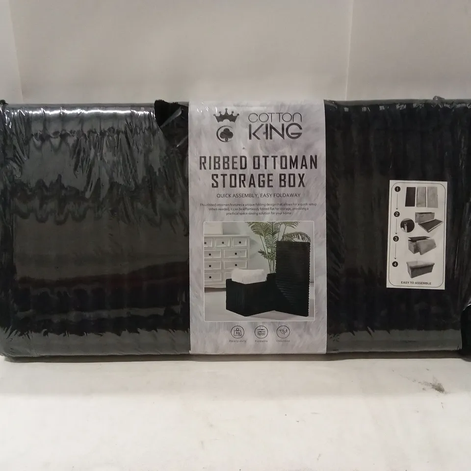 COTTON KING RIBBED OTTOMAN STORAGE BOX