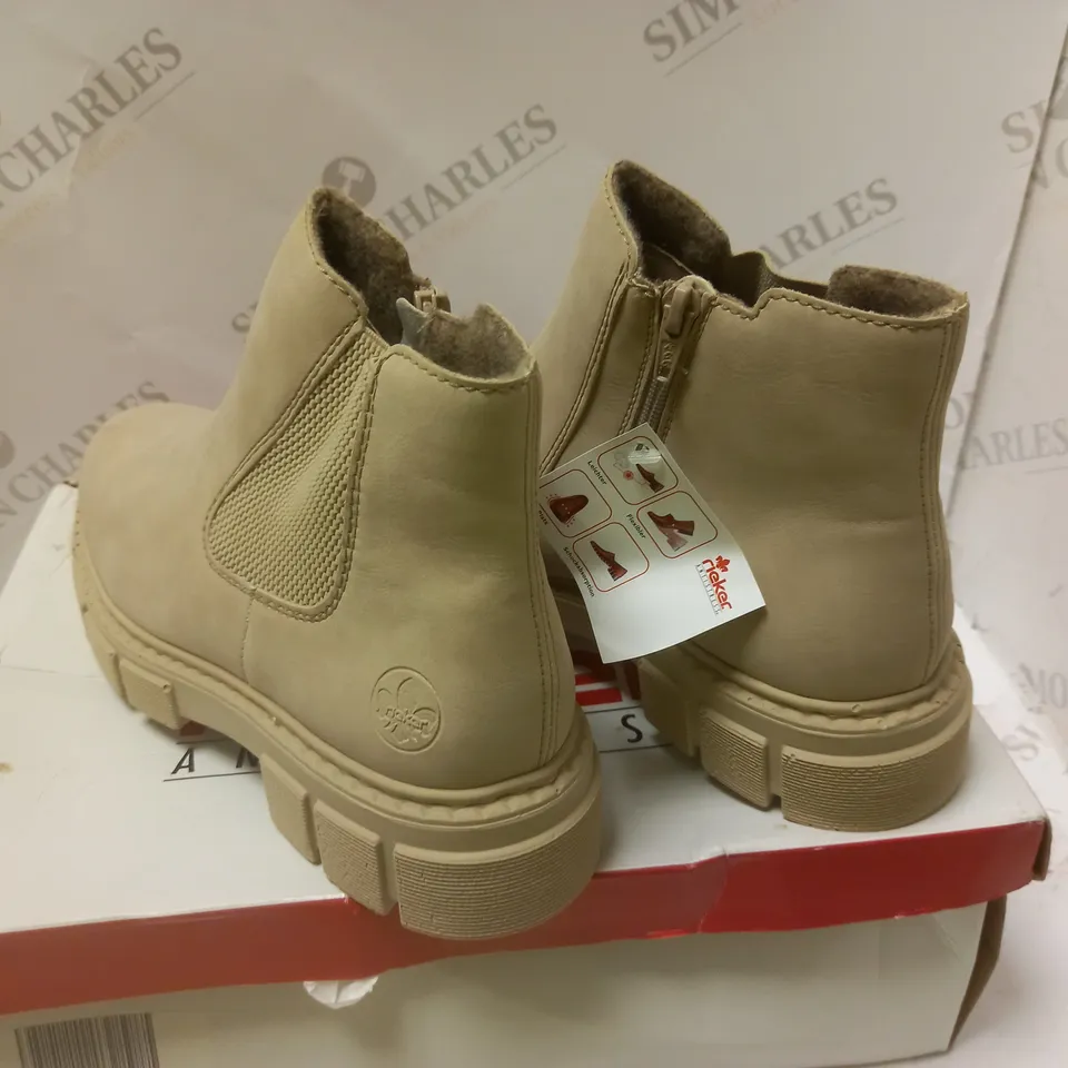BOXED BEIGE CHUKY ANKLE BOOT - SIZE 8