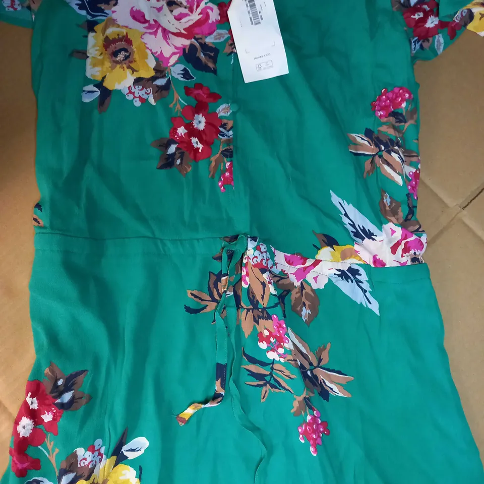 JOULES GREEN/FLORAL PRINT DRAWSTRING BELT - SIZE 14