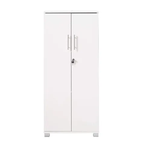 BOXED 17 STORIES FONTE STORAGE CABINET WITH LOCK, 2 DOOR 2 SHELF STORAGE CUPBOARD FILE CABINET - WHITE (1 BOX)