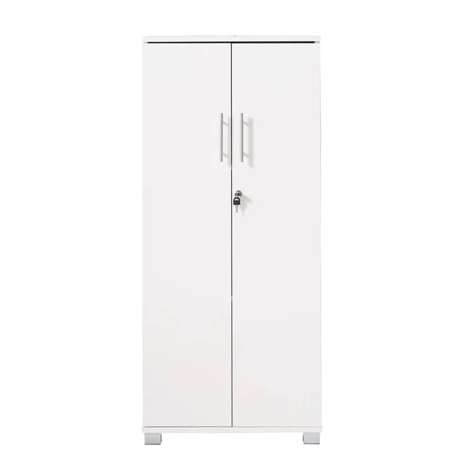 BOXED 17 STORIES FONTE STORAGE CABINET WITH LOCK, 2 DOOR 2 SHELF STORAGE CUPBOARD FILE CABINET - WHITE (1 BOX)