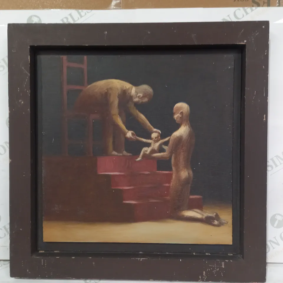 C. NAJMAN "THE GIFT" 1988 FRAMED OIL ON PANEL ARTWORK