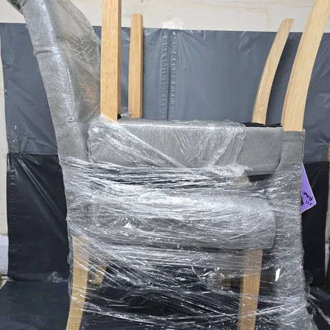 FABRIC SCROLL BACKS FOR DINING CHAIRS - GREY/OAK EFFECT [COLLECTION ONLY]