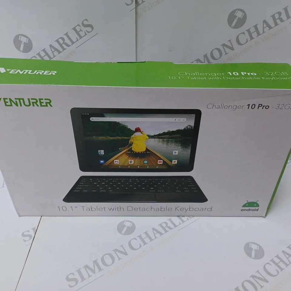 BRAND NEW BOXED VENTURER CHALLENGER 10 PRO 10.1" ANDROID TABLET WITH DETACHABLE KEYBOARD - BLACK 32GB