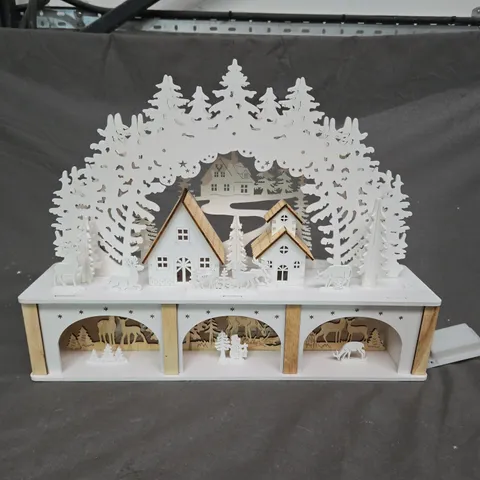 LIT WOODEN VILLAGE SCENE