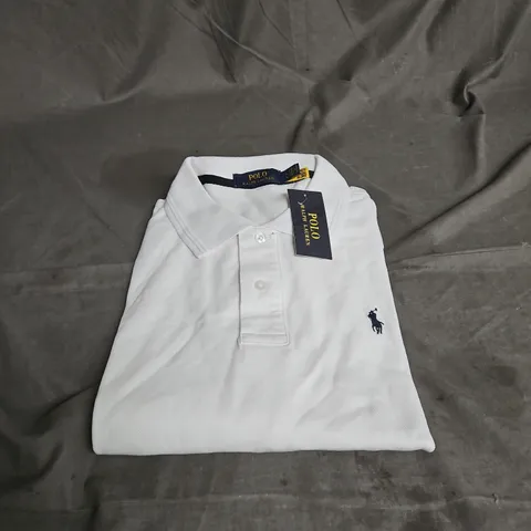 POLO RALPH LAUREN LONG SLEEVE POLO IN WHITE SIZE L
