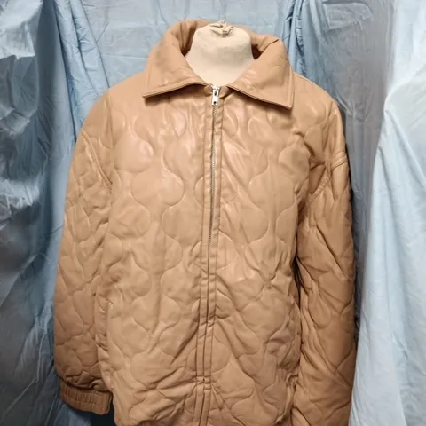 ASOS DESIGN WOMEN'S QUILTED BOMBER JACKET – TAN, UK 10 (EU 38, US 6)