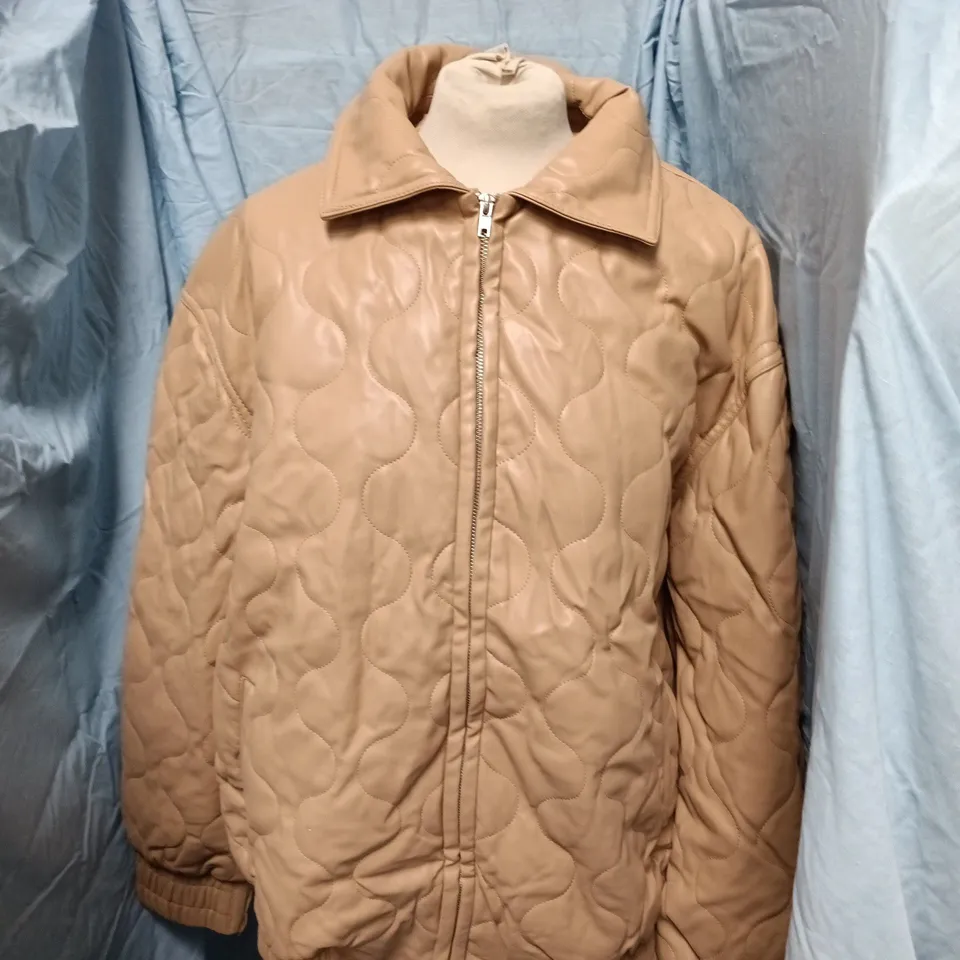 ASOS DESIGN WOMEN'S QUILTED BOMBER JACKET – TAN, UK 10 (EU 38, US 6)