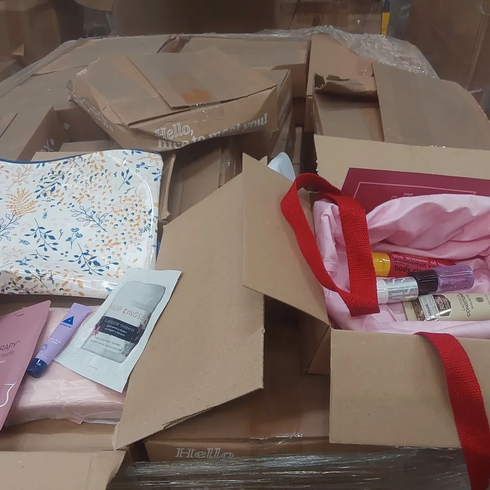 PALLET CONTAINING A VERY LARGE QUANTITY OF ASSORTED BIRCHBOX BEAUTY SETS ECT