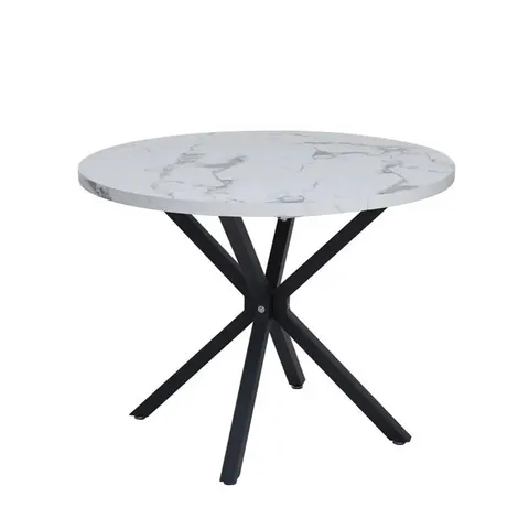 BOXED ADORNA ROUND SOLID WOOD TOP METAL BASE DINING TABLE (1 BOX)