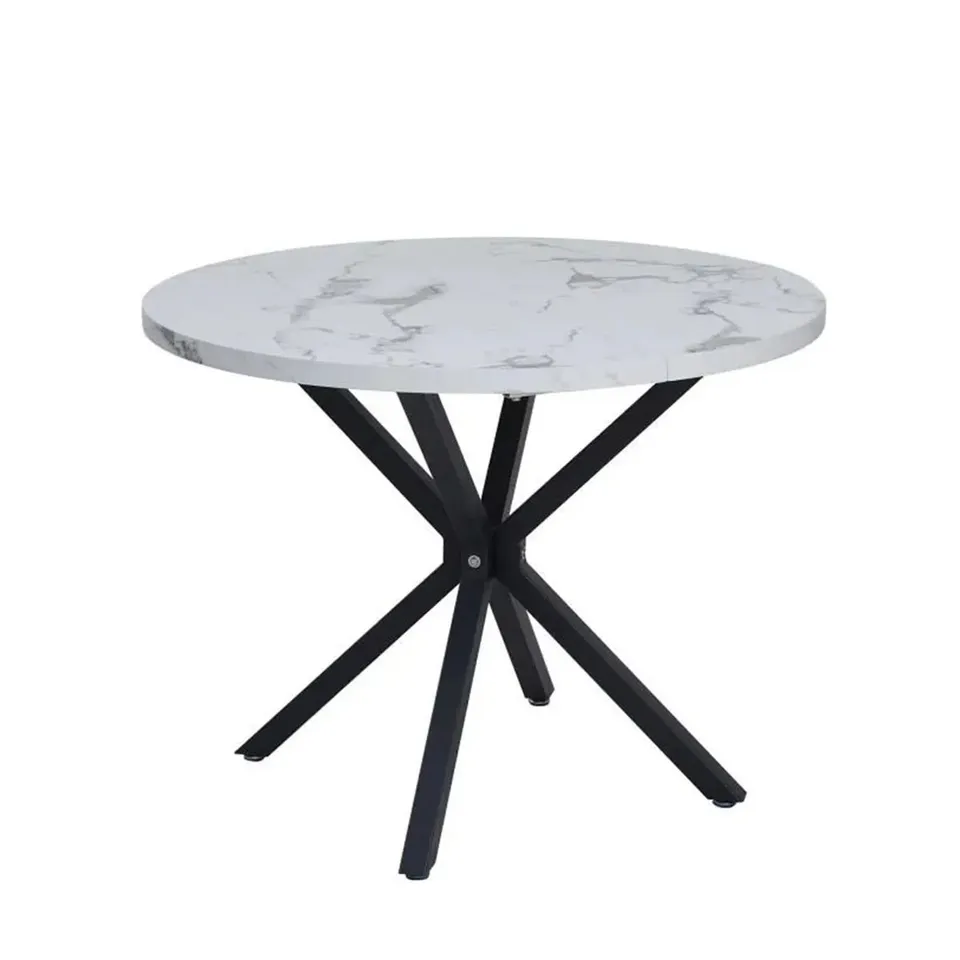 BOXED ADORNA ROUND SOLID WOOD TOP METAL BASE DINING TABLE (1 BOX)