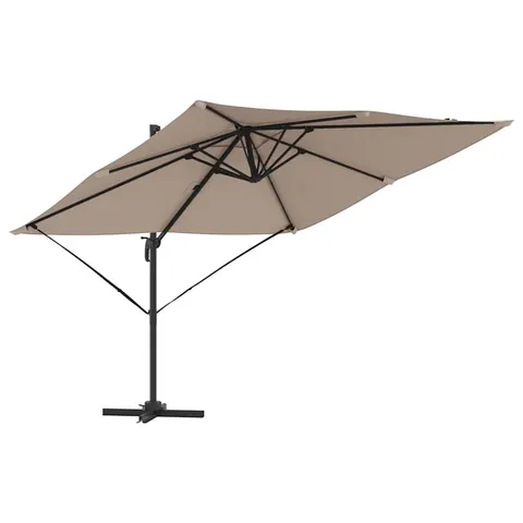 BOXED LIVING AND HOME KHAKI SQUARE ROTATING CRANK CANTILEVER PARASOL 3M