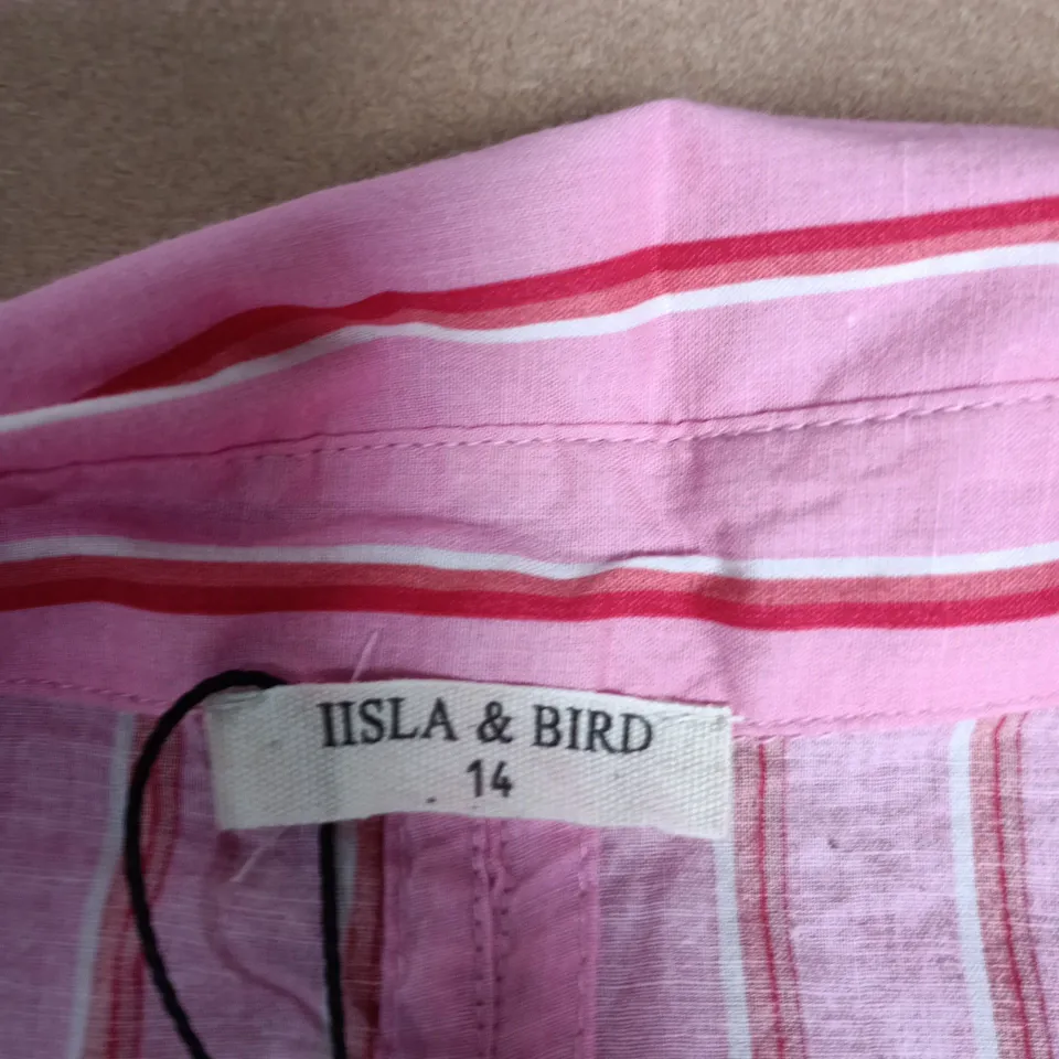 ISLA & BIRD PINK STRIPED SHIRT, WOMEN'S, UK 14