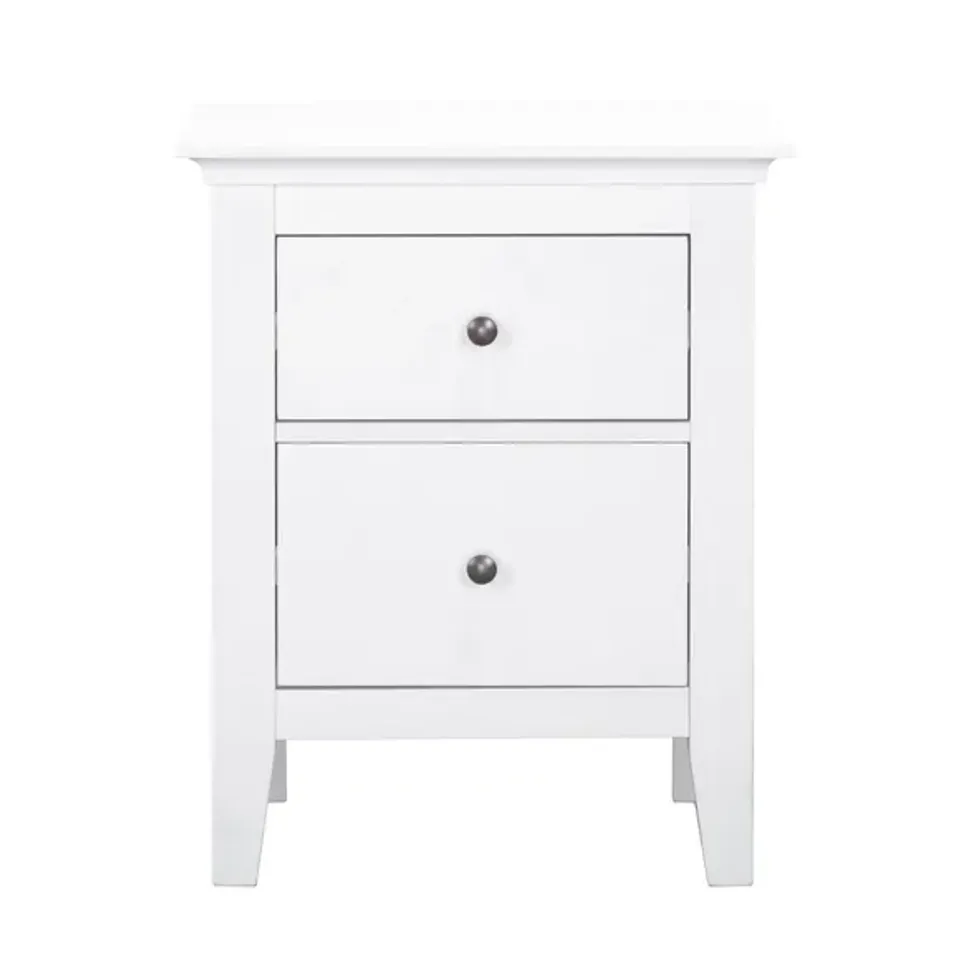BOXED LYNTON 2-DRAWER BEDSIDE TABLE - WHITE