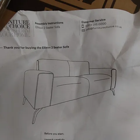 BOXED ELLISON 2 SEATER PLUSH SLATE GREY SOFA 