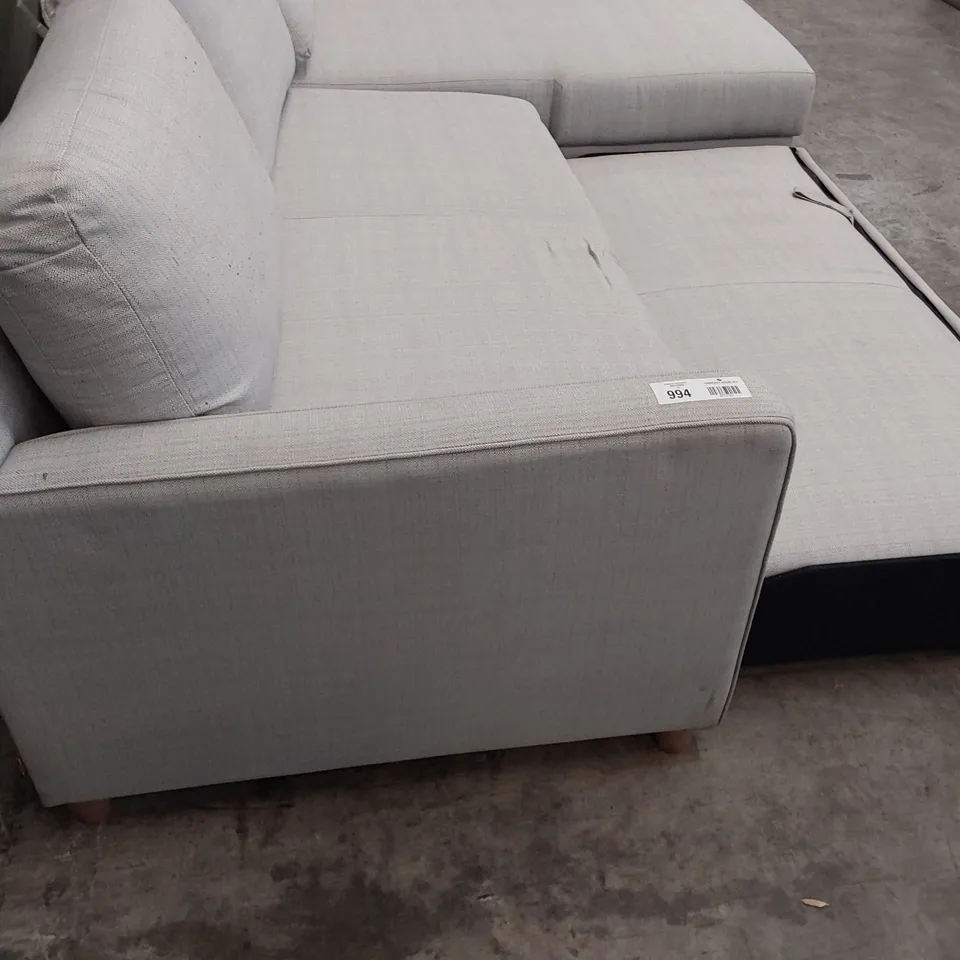 DESIGNER CHAISE SOFA WITH PULL OUT BED GREY FABRIC