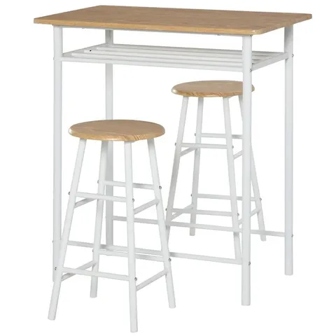 BOXED MYRTLEWOOD BAR TABLE SET WITH 2 CHAIRS (1 BOX)