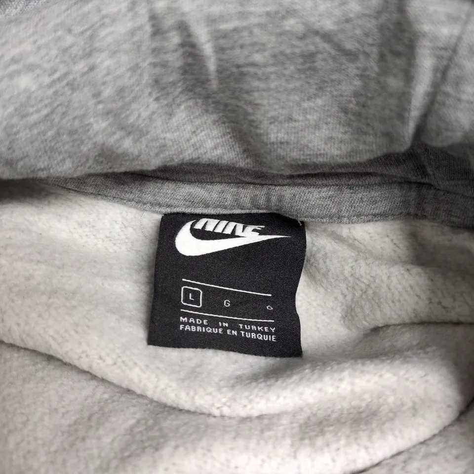NIKE GREY HOODIE WITH BLUE SWOOSH LOGO SIZE L