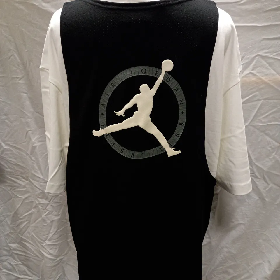 JORDAN FLIGHT MVP SHIRT, WHITE/BLACK - SIZE LARGE 