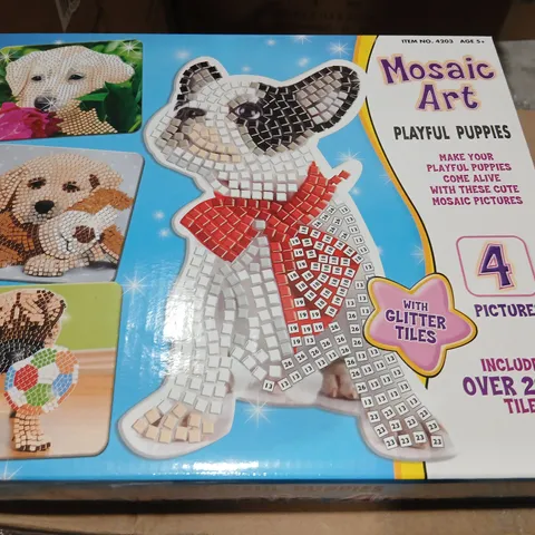 SIX MOSAIC ART PLAYFUL PUPPIES CRAFT KIT – 4 PICTURES, OVER 2,900 TILES