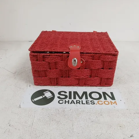RED HAMPER PAPER ROPE HAMPER BASKET