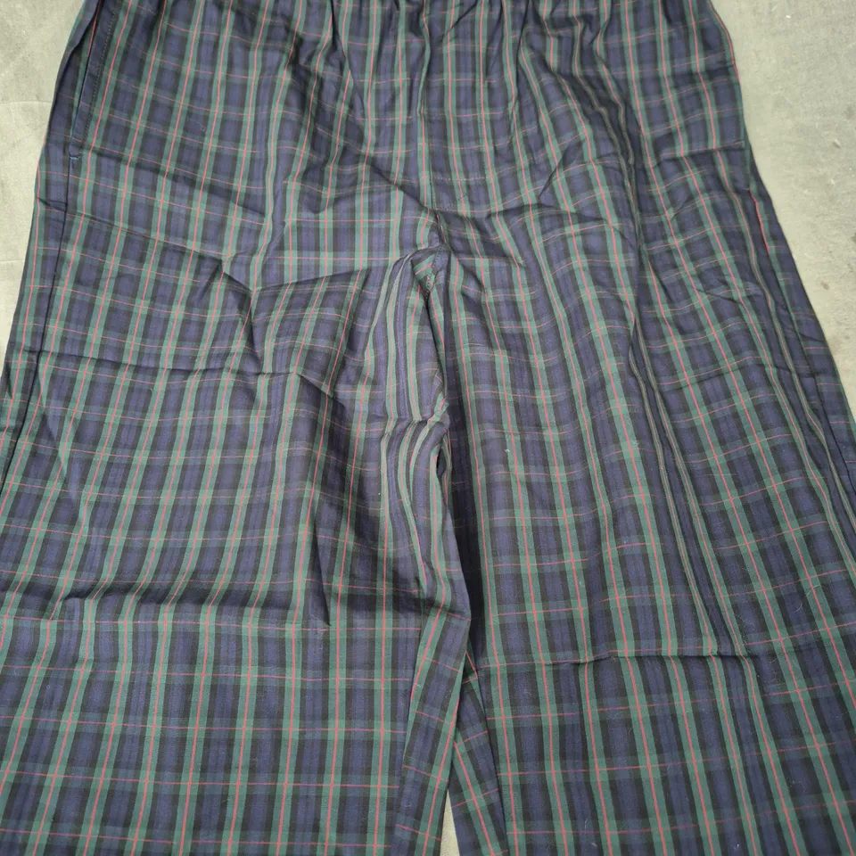 HACKETT LONDON NAVY PLAID COTTON TROUSERS, MEN'S, SIZE M