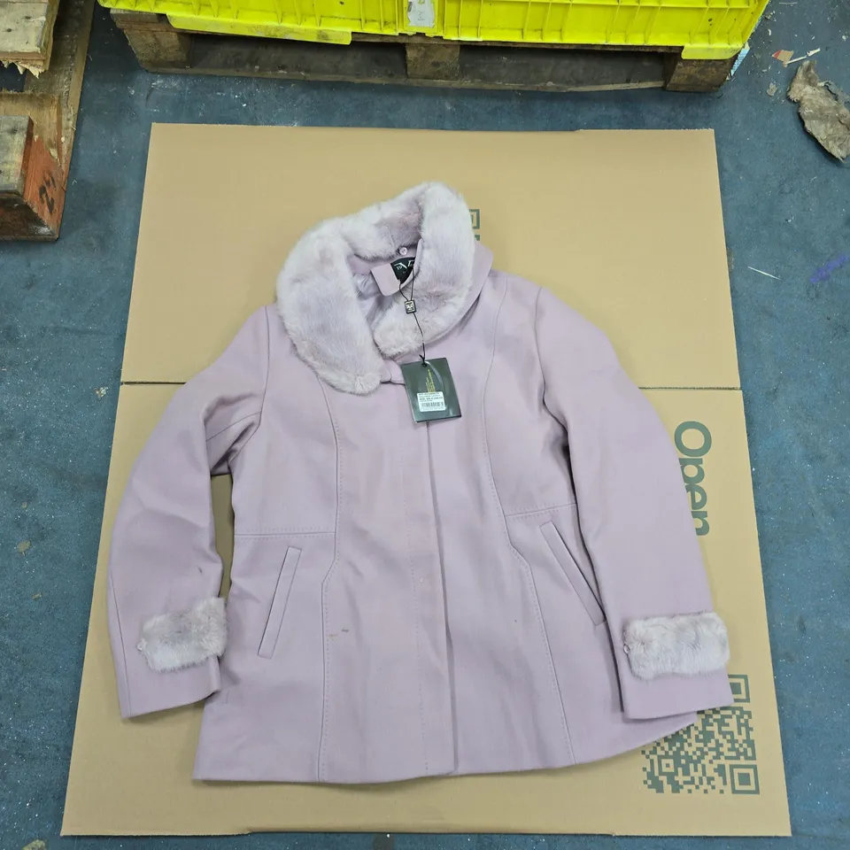 19V69 ITALIA BY ALESSANDRO VERSACE PINK FUR-TRIM COAT – WOMEN'S, 3XL