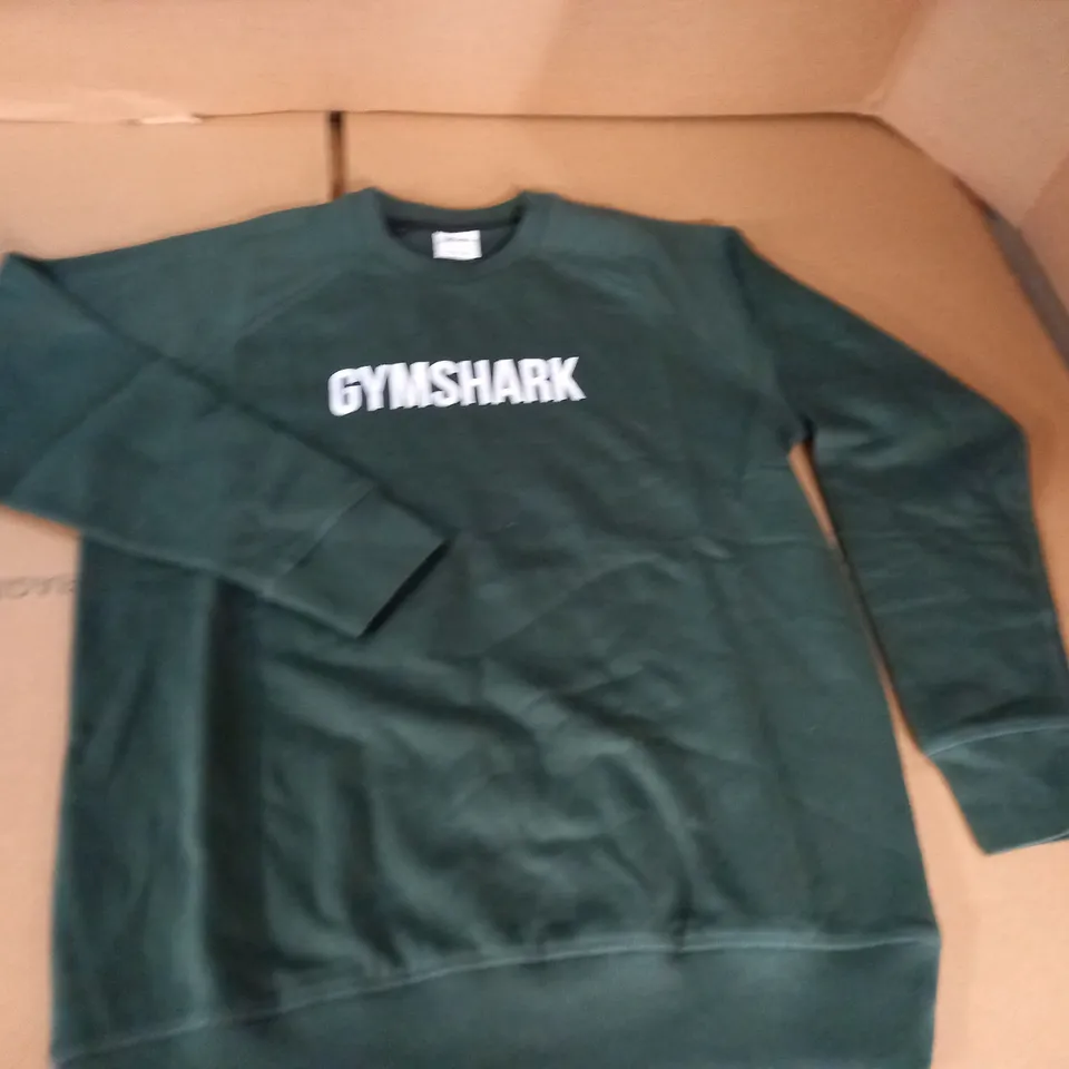 GYMSHARK GREEN CREW JUMPER - S