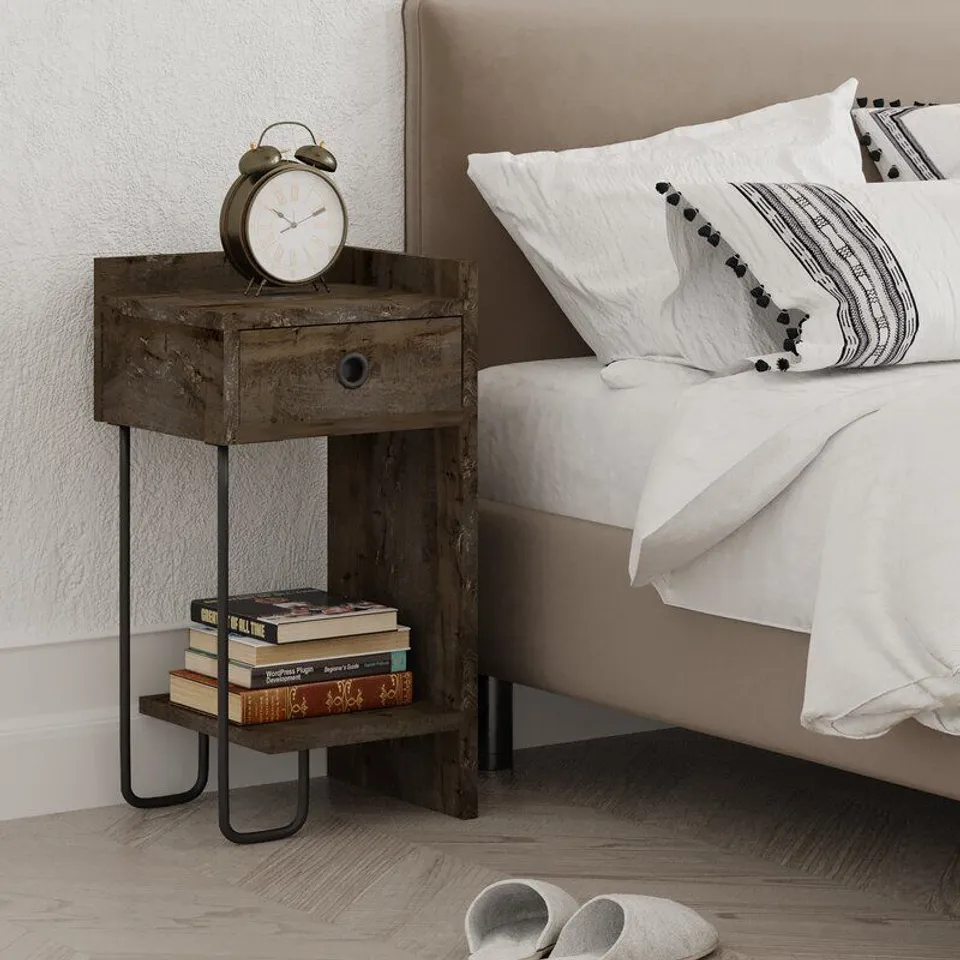 BOXED DAMARSCOTTA 1 DRAWER BEDSIDE TABLE