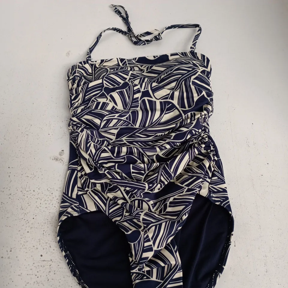 JOHN LEWIS & PARTNERS WOMEN'S NAVY/WHITE PRINTED SWIMSUIT – MEDIUM CONTROL, UK 10