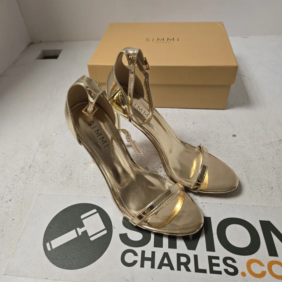SIMMI LONDON GABBY GOLD MIRROR SANDALS – UK 6 (EU 39)