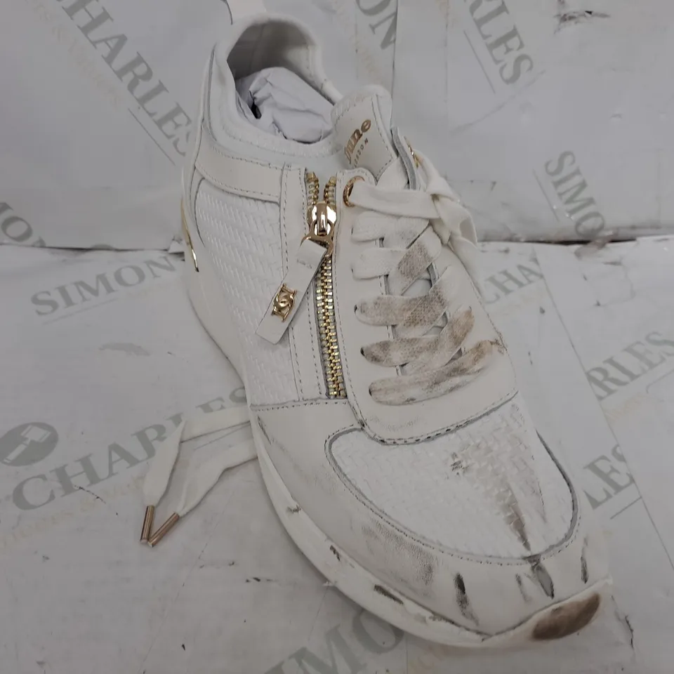 DUNE LONDON EILIN LACE UP WEDGE TRAINER IN WHITE - SIZE 7