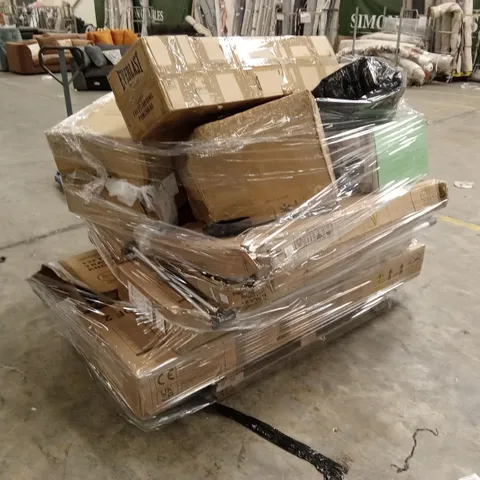 PALLET OF ASSORTED INCOMPLETE HOUSEHOLD GOODS AND PRODUCTS TO INCLUDE; CLOAK, VACUUM CLEANER, AIRER ETC