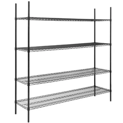 BOXED NISBETS ESSENTIALS FLAT PACK 4 SHELF UNIT BLACK EPOXY COATED  (1 BOX)