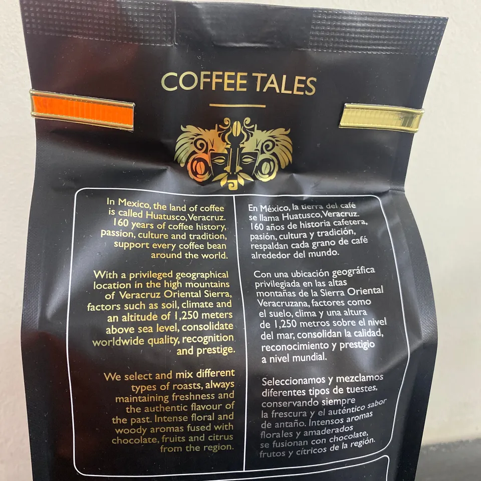 BOX OF 16 PACKS OF BRAND NEW COFFEE TALES ORIGINAL BLEND COFFEE BEANS (Each pack net weight 16oz)